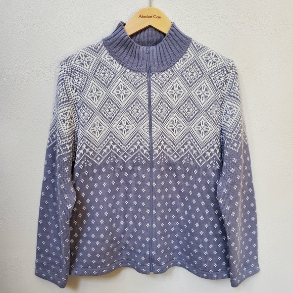 Norton Mcnaughton Petites periwinkle blue knit sweater jacket with zipper sz. PL - Picture 1 of 16
